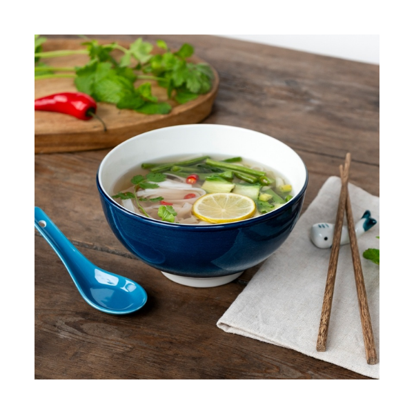 Ceramic noodle bowl set - Blue whale